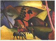 August Macke Native Aericans on horses oil on canvas